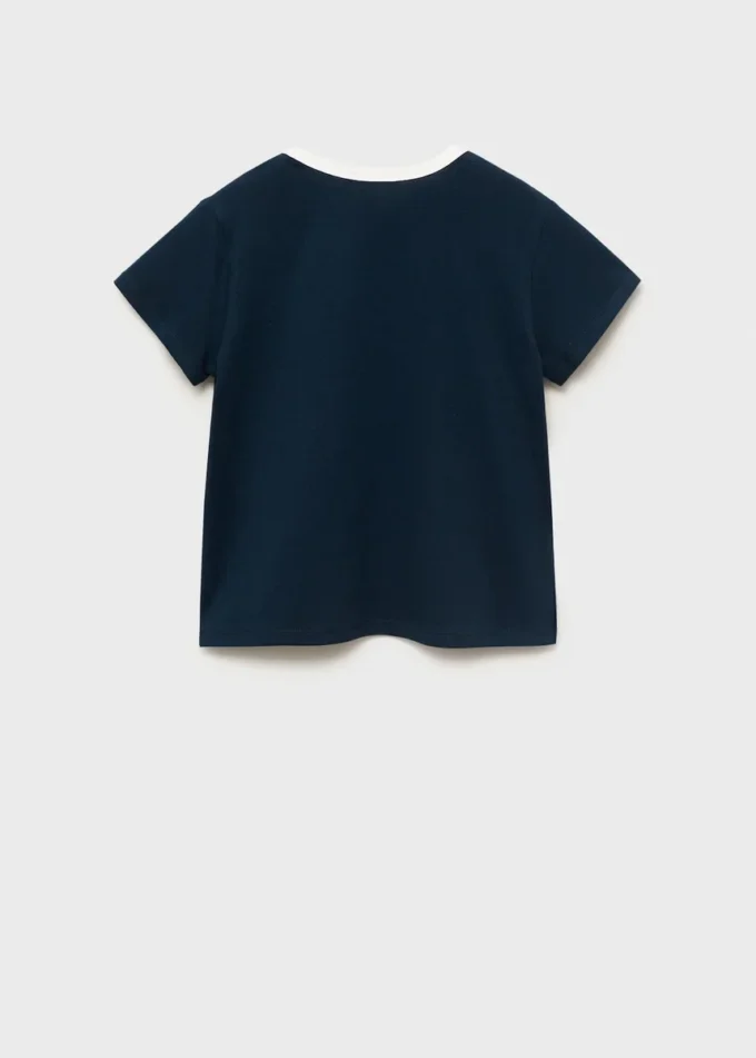 T-shirt z haftowanym kontrastowym kołnierzem