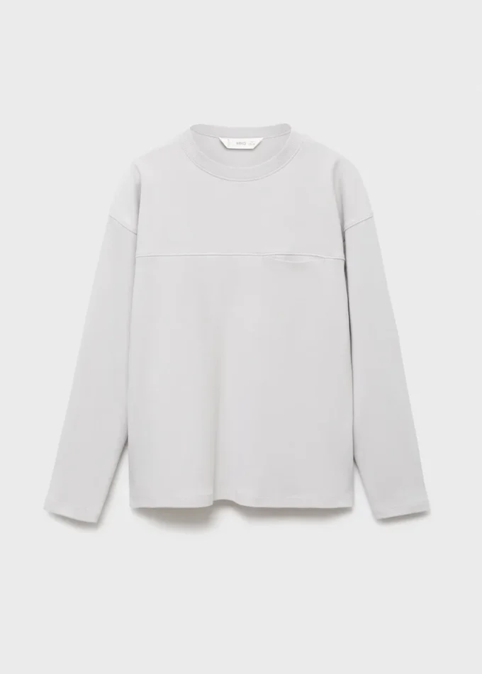 T-shirt z kieszenią i detalami szwów T-shirt z kieszenią i detalami szwów