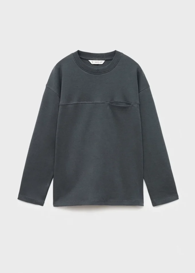 T-shirt z kieszenią i detalami szwów T-shirt z kieszenią i detalami szwów