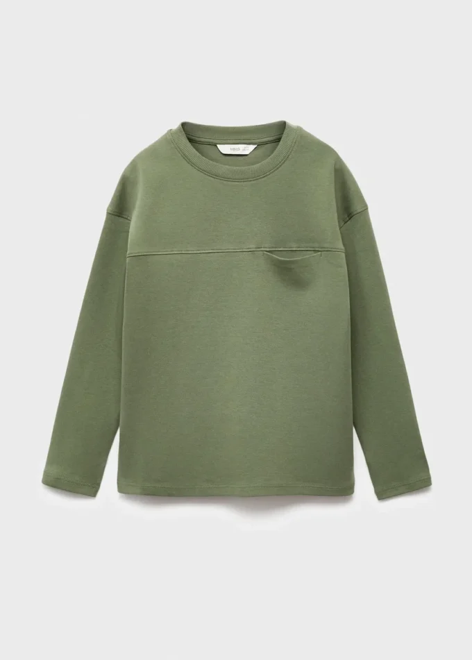 T-shirt z kieszenią i detalami szwów T-shirt z kieszenią i detalami szwów