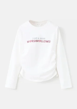 T-shirt z nadrukiem i marszczeniem