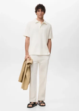 Teksturowana dzianinowa koszulka polo Teksturowana dzianinowa koszulka polo