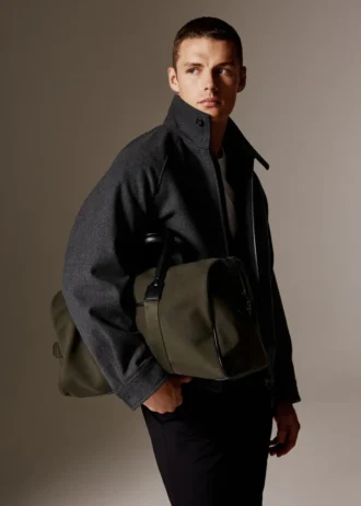 Torba na ramię z połączenia skóry i bawełny