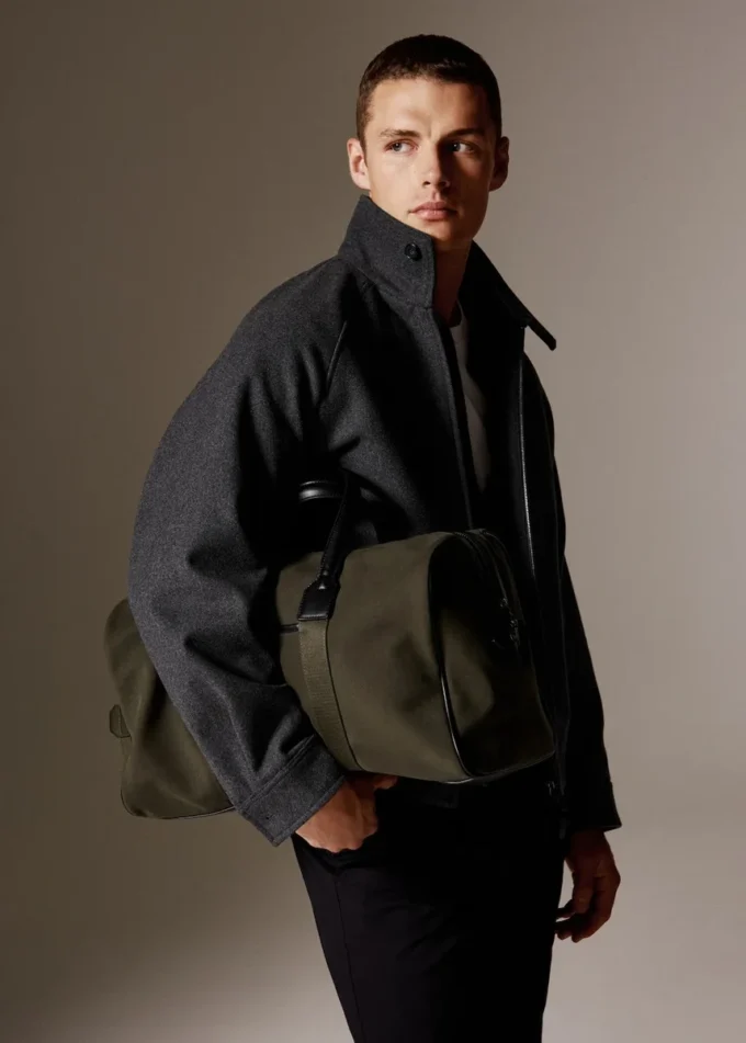 Torba na ramię z połączenia skóry i bawełny Torba na ramię z połączenia skóry i bawełny