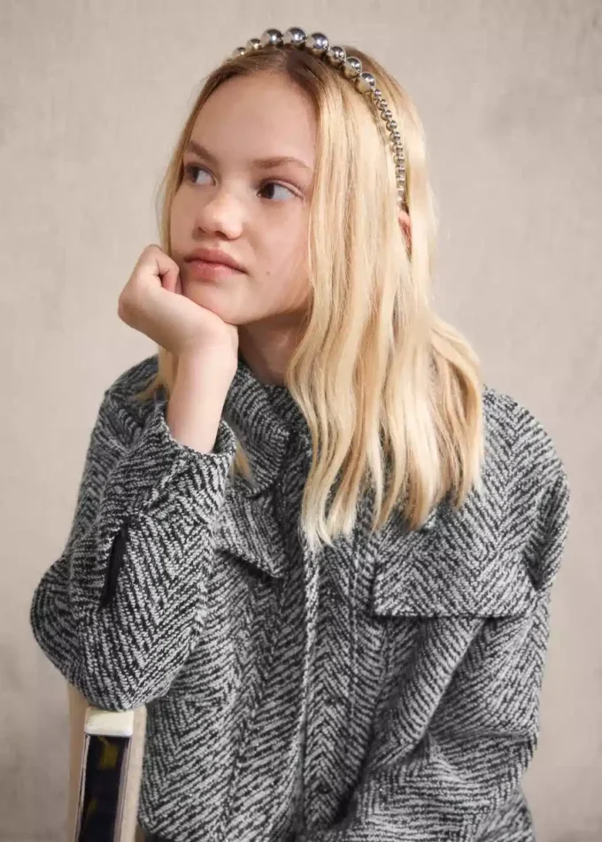 Tweedowa kurtka z lureksowymi detalami