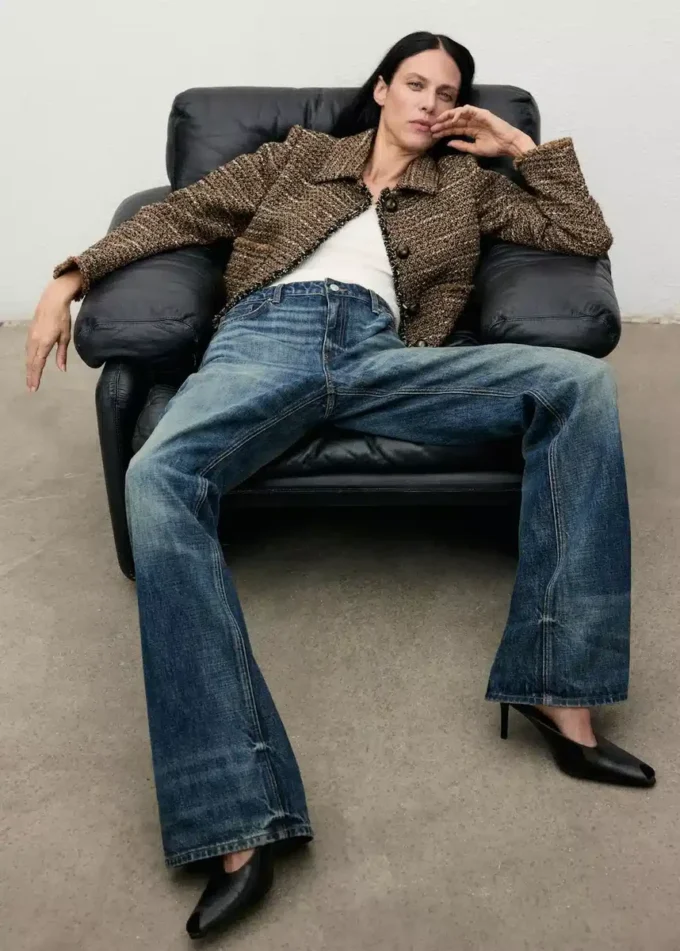 Tweedowa marynarka z futrzanym kołnierzem Tweedowa marynarka z futrzanym kołnierzem