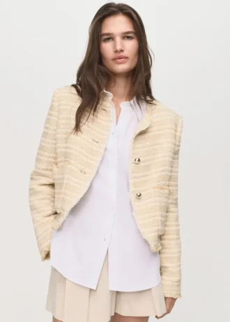 Tweedowa marynarka z guzikami imitującymi klejnoty