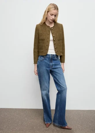 Tweedowa marynarka z guzikami imitującymi klejnoty