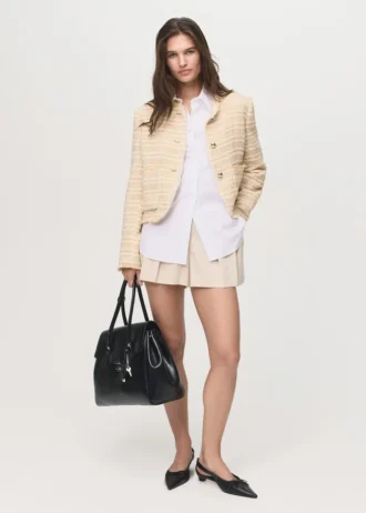 Tweedowa marynarka z guzikami imitującymi klejnoty