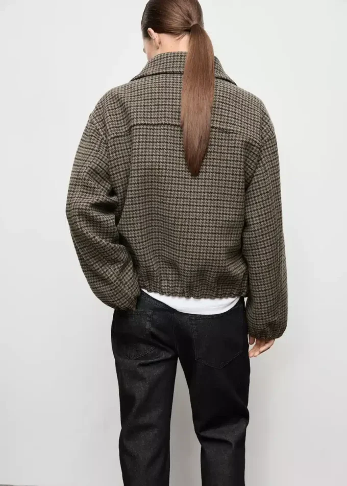 Wełniana kurtka w pepitkę