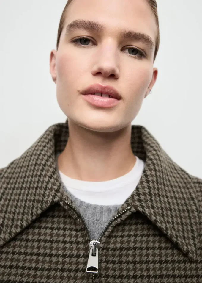 Wełniana kurtka w pepitkę