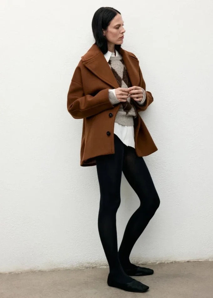 Wełniany płaszcz z klapami Manteco Wełniany płaszcz z klapami Manteco