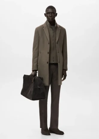 Wełniany płaszcz z odpinanym kołnierzem wewnętrznym Wełniany płaszcz z odpinanym kołnierzem wewnętrznym