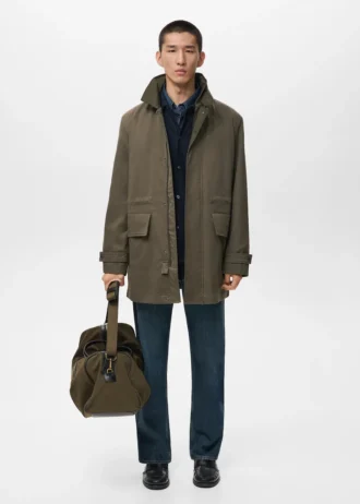 Wodoodporna bawełniana kurtka z kieszeniami