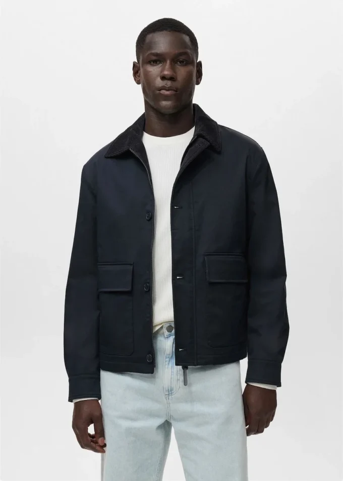 Wodoodporna kurtka z kołnierzem z sztruksu Wodoodporna kurtka z kołnierzem z sztruksu