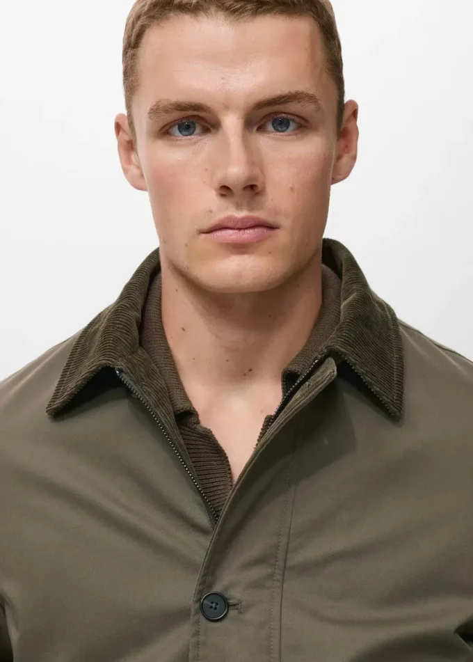 Wodoodporna kurtka z kołnierzem z sztruksu Wodoodporna kurtka z kołnierzem z sztruksu