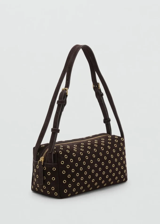 Zamszowa torba na ramię z oczkami Zamszowa torba na ramię z oczkami