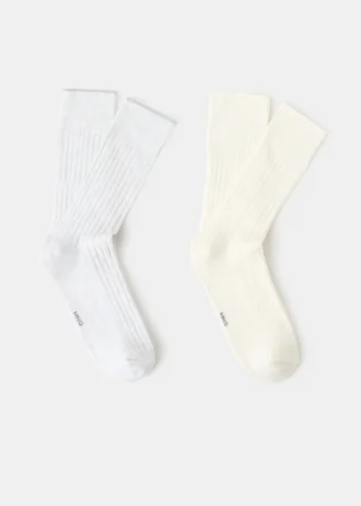 Zestaw 2 par skarpetek z prążkowanej bawełny Zestaw 2 par skarpetek z prążkowanej bawełny