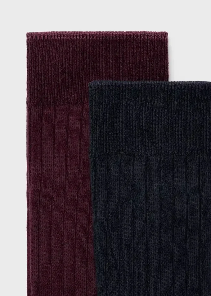 Zestaw 2 par skarpetek z prążkowanej bawełny Zestaw 2 par skarpetek z prążkowanej bawełny