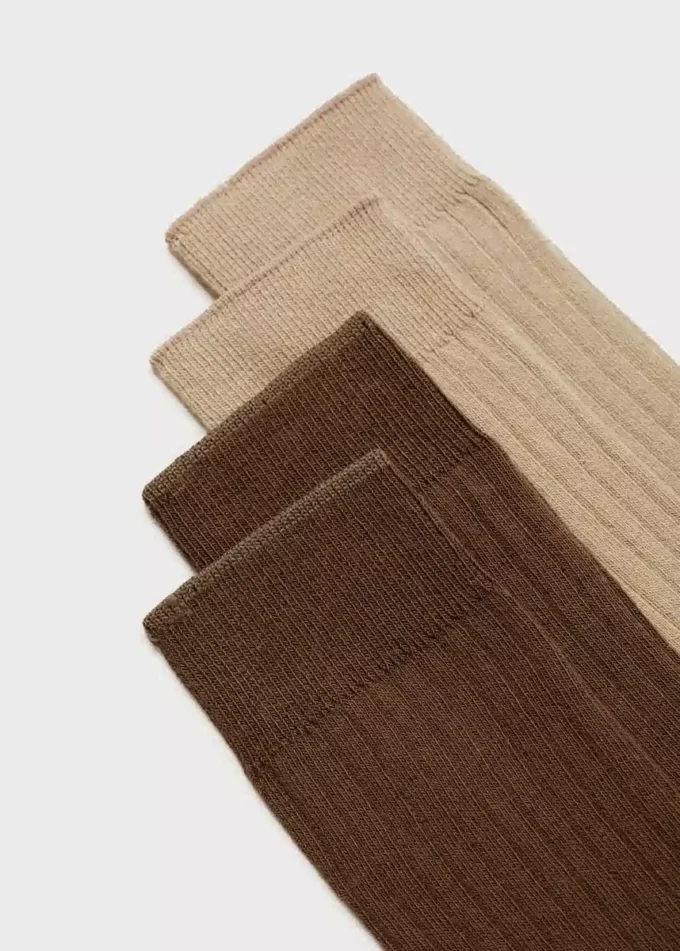 Zestaw 2 par skarpetek z prążkowanej bawełny Zestaw 2 par skarpetek z prążkowanej bawełny