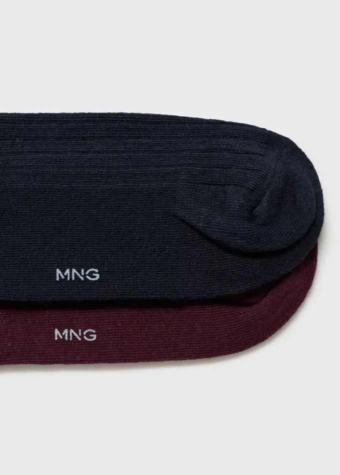 Zestaw 2 par skarpetek z prążkowanej bawełny Zestaw 2 par skarpetek z prążkowanej bawełny