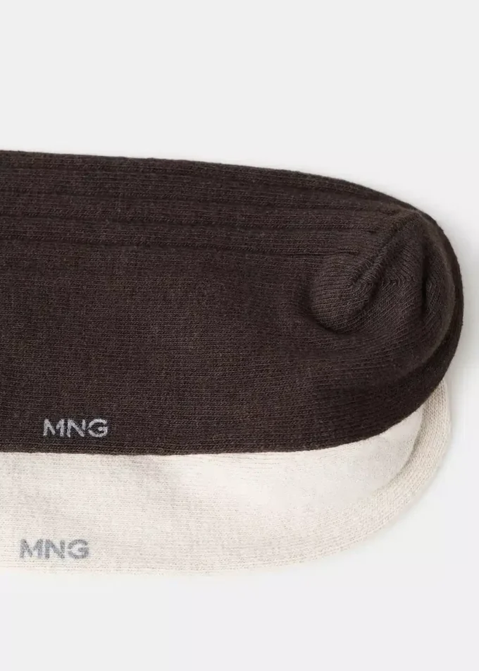 Zestaw 2 par skarpetek z prążkowanej bawełny Zestaw 2 par skarpetek z prążkowanej bawełny