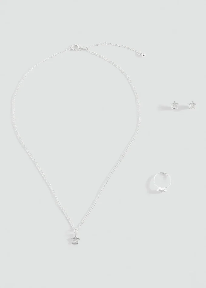 Zestaw naszyjnika, kolczyków i pierścionka Zestaw naszyjnika, kolczyków i pierścionka