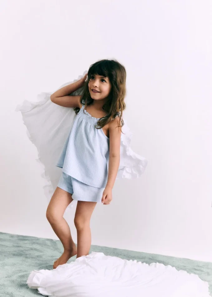 Zestaw piżamy w paski z bawełny Zestaw piżamy w paski z bawełny