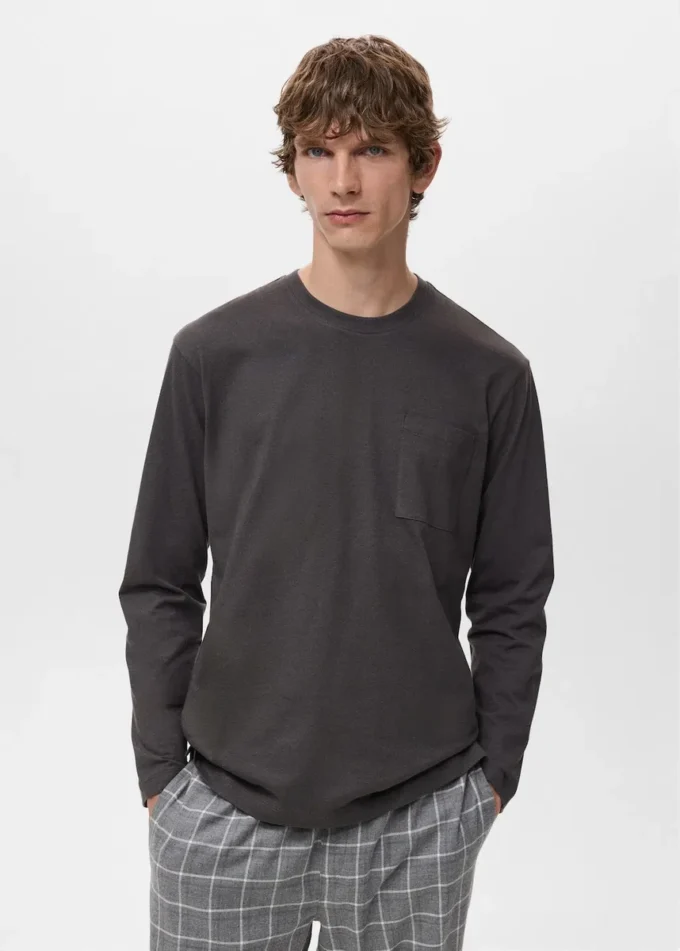 Zestaw piżamy z bawełny w kratkę Zestaw piżamy z bawełny w kratkę