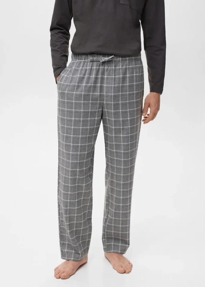 Zestaw piżamy z bawełny w kratkę Zestaw piżamy z bawełny w kratkę